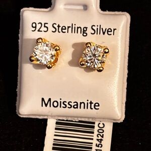 Gold and Silver Moissanite Stud Earrings